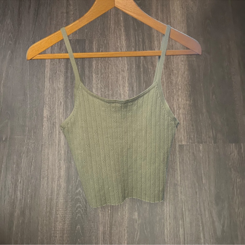 No Boundaries Sage Green Ribbed Knit Crop Cami Size M (7–9)‎